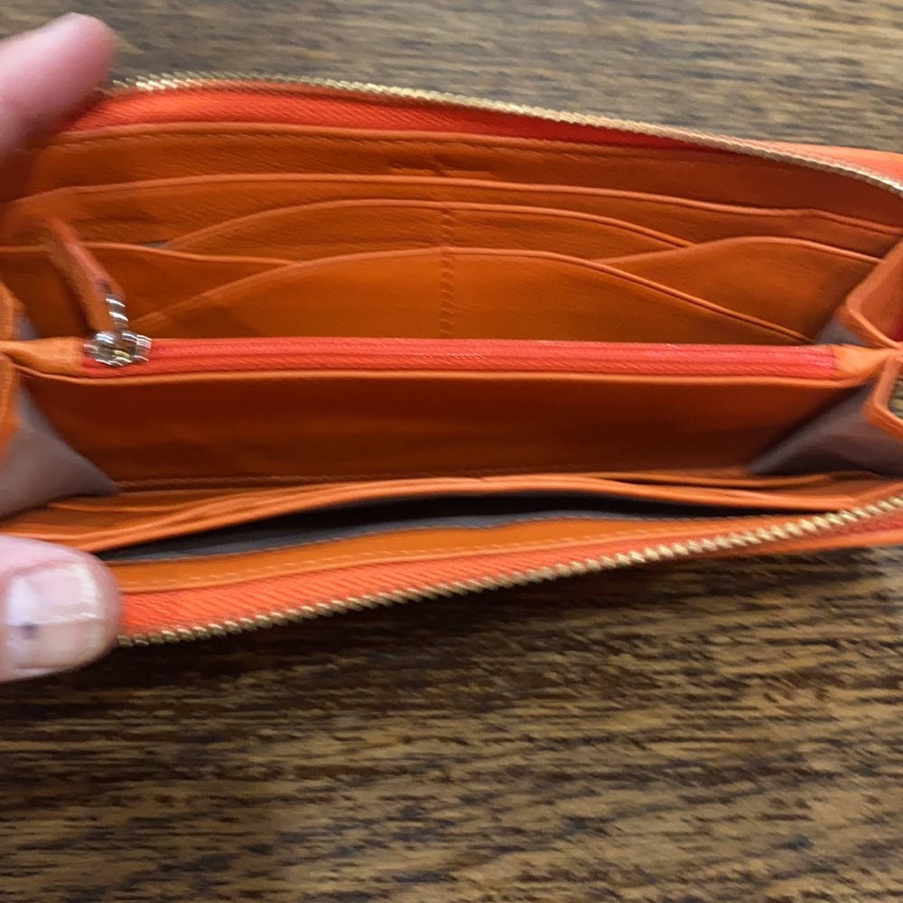 Cole Haan Heritage Weave  Orange Leather Wallet - Picture 7 of 16
